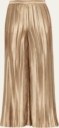 Giorgio Armani Metallic Plisse Satin Wide-Leg Pants