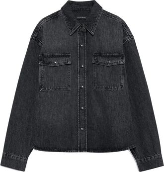 Anine Bing Ruimvallend Overhemd met Grote Zakken - Dames - Spijkeroverhemden - Zwart - M - Denim - Overhemden