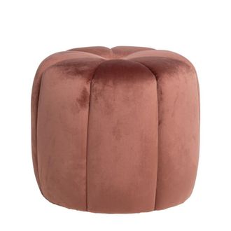Koketto Home Puff circular de terciopelo rosa con bot&oacute;n central