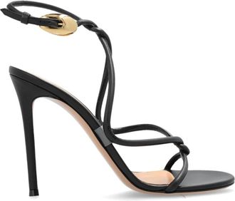 Gianvito Rossi Mamba Sandalen met Hak - Dames - Sandalen met hakken - Zwart - 38 EU - Leer - Schoenen