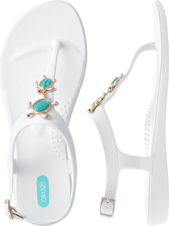 Oka-B Womens Carson Tess Gold Sea Turtle Thong T-Strap Sandal, Salt, 5.5 UK