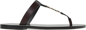 Saint Laurent Luxe Leren Platte Sandalen - Heren - Slippers - Zwart - 41 EU - Leer - Schoenen