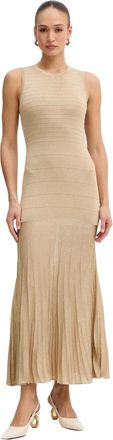 Twinset Kleedjes, Dames, Geel, M, Polyester, Lurex Viscose Gebreide Maxi Jurk