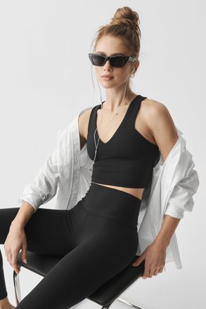 Alo | Airbrush Real Bra Tank Top in Black, Size: Medium