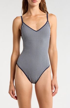 Sanctuary High Cut One-Piece Swimsuit in Navy Mood at Nordstrom, Size X-Small