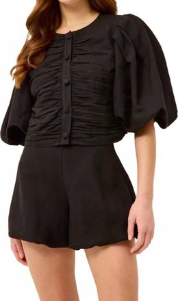 Marie Oliver Rowan Button Front Top In Black