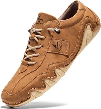 Generic Mens Sneakers, Mens Hiking Shoes Winter Waterproof Hiking Boots Anti Slip Warm Footwear with Durable Hiking Ready Design Brown