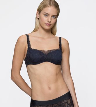 Triumph Balconette-BH TRIUMPH Body Make-Up Illusion Lace, Damen, Gr. 70, Cup E, schwarz, Microtouch, Obermaterial: 51% Polyamid, 37% Polyester, 12% Elasthan, 