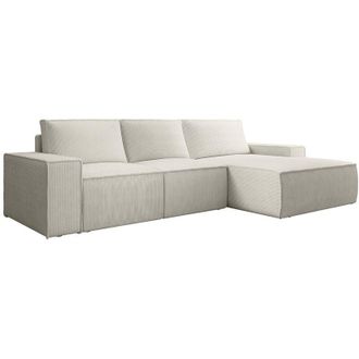 Vente-Unique Vente-unique - Grande divano letto angolo a destra in Velluto a coste Beige - amelia