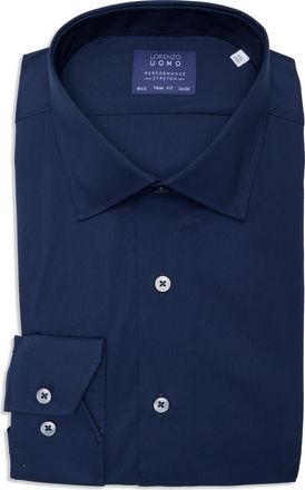 Lorenzo Uomo Travel Cotton Stretch Trim Fit Dress Shirt in Navy at Nordstrom Rack, Size 15.5 - 34/35