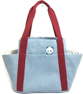 Hermès Blue Red Color Canvas Tote Bag (Pre-Owned)