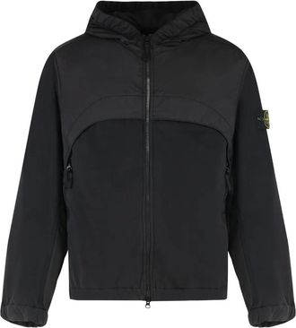 Stone Island Giacca a vento con inserti e cappuccio - Nero