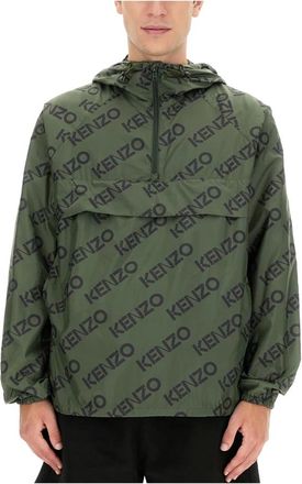 Kenzo All-Over Logo Anorak - Heren - Zomerjassen - Groen - S - Polyester - Jassen