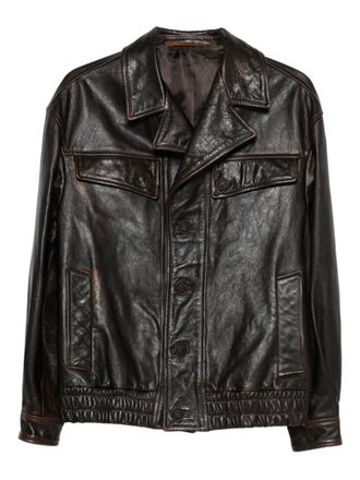 Salvatore Santoro flap-pocket leather jacket - Bruin