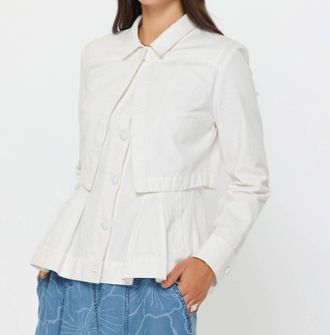 Current Air Layered Denim Jacket & Vest Set In White