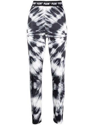 Philipp Plein Fietsshorts met tie-dye print - Zwart