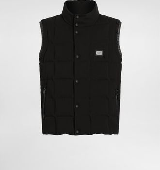 Dolce & Gabbana Jersey Vest With Branded Tag - Man Coats And Jackets Black Cotton 48