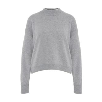 SOLOTRE Turtlenecks, female, Gray, Size: L Luxurious Knit Sweater Grigio Aw25