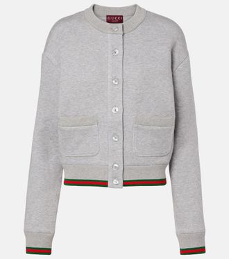 Gucci Web Stripe cotton-blend jersey cardigan