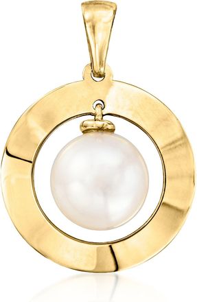 Ross-Simons 8-8.5mm Cultured Pearl Pendant in 14kt Yellow Gold