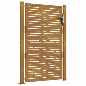 Berkfield Home Garden Gate 105x130 cm Corten Steel Square Design in Brown