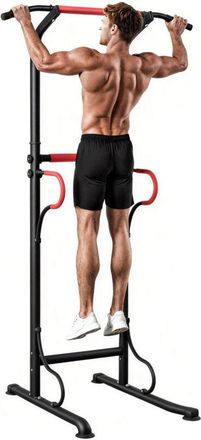 HOMCOM Homcom Barra De Dominadas Altura Regulable 219 Cm, Estaci&oacute;n De Fondos Resistente, Carga 120 Kg, Para Gimnasio En Casa, Entrenamiento De Fuerza, Negro