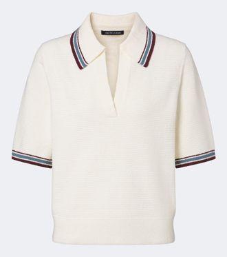 Veronica Beard Quinelle knitted cotton-blend polo shirt