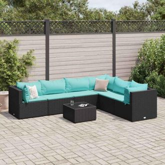 vidaXL Vidaxl - Set Salotto da Giardino con Cuscini 7pz Nero Polyrattan