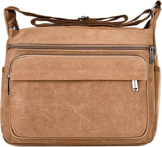 Generic Mens Canvas Shoulder Bag, Comfortable Crossbody Bag, Large Capacity Design, Suitable for Storing Mobile Phones, Wallets, and Other Small Items (Coffee