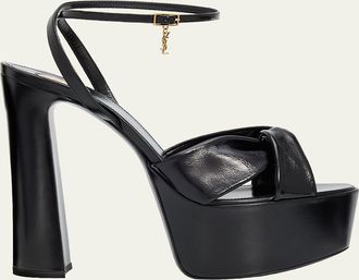Saint Laurent 85mm BB Splendor Leather Platform Sandals