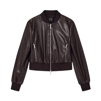 A|X Armani Exchange Bomberjack - Dames - Bomber jackets - Bruin - L - Leer - Jassen