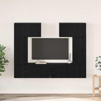 vidaXL Vidaxl - Conjunto De Mueble De Tv 6 Pcs Roble Negro 80 X 30 X 30 Cm