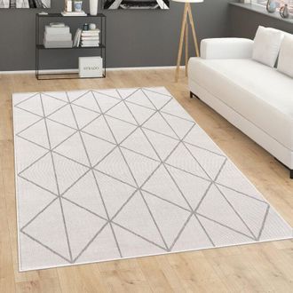 Paco Home Paco Home Alfombra Salon De Habitacion Cocina Exterior Terraza Nordica Dibujo Geometrico 160x220 Cm, Blanco