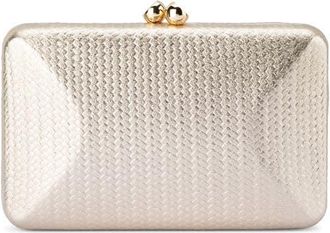 Olga Berg Chica Woven Embossed Metallic Faux Leather Clutch in Gold at Nordstrom