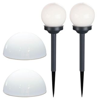 ETC Shop Emisfero A Luce Solare A Sfera Emisfero Decorativo Da Giardino Esterno A Energia Solare, Bianco, Lampadine A Led, D 20 Cm, Set Da 4