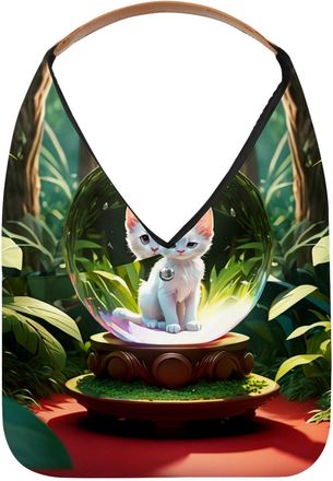 Generic Cat Crystal Ball Reusable Lightweight Grocery Bags - Foldable Into Compact Pouch, Washable & Sturdy, Multipurpose for Shopping and Travel