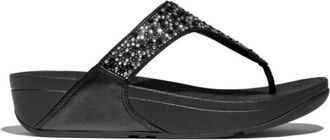 FitFlop Lulu Kristal-Mix Teenslippers - Dames - Sleehakken - Zwart - 40 EU - Leer - Schoenen