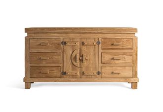 Giner&Colomer Aparador de teca maciza con 2 puertas y 6 cajones