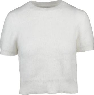 Maison Margiela Soft Angora Blend Crew Neck Sweater with Ribbed Trims