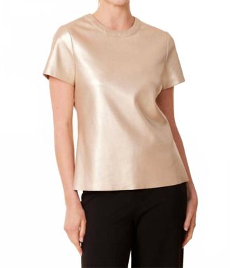Dolce Cabo Metallic Faux Leather T Shirt In Pale Gold