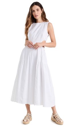 Moon River Moon River Womens Sleeveless Side Cut-Out Adjustable Shirred Midi Dress, White, S