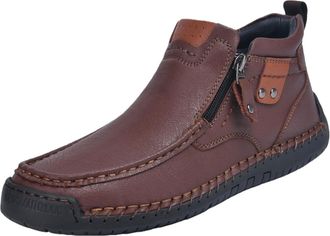 Generic Handmade Premium Leather Ankle Chukka Boots for Men - Lightweight Slip-On Driving Shoes with Side Zipper for Outdoor Travel(Brown,10-10.5)