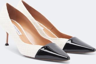 Aquazzura Salones Orbit de tweed con piel