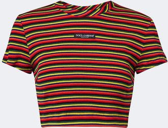 Dolce & Gabbana Cropped striped cotton T-shirt