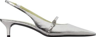 Tory Burch Double T Gesp Mary Jane Pomp 45mm - Dames - Pumps - Grijs - 39 EU - Leer - Schoenen