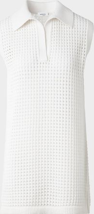 Akris Long Chunky Mesh Knit Polo Top