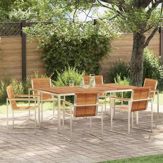 Berkfield Home 7 Piece Garden Dining Set Solid Wood Acacia in Brown