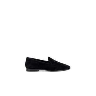 Celine Loafers, male, Black, Size: 8 US Velvet Loafers With Embroidered Triomphe Logo