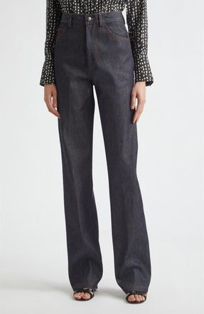 Altuzarra Mills High Waist Wide Leg Organic Cotton Jeans in Indigo at Nordstrom, Size 38