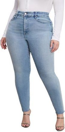 Good American SoftTech Good Waist Raw Hem High Waist Skinny Jeans in Indigo763 at Nordstrom Rack, Size 20